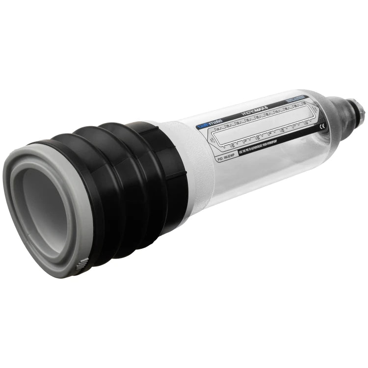 Bathmate - Hydromax 8 penispumppu. läpikuultava. tuotteen pohja, kylki kuvattuna