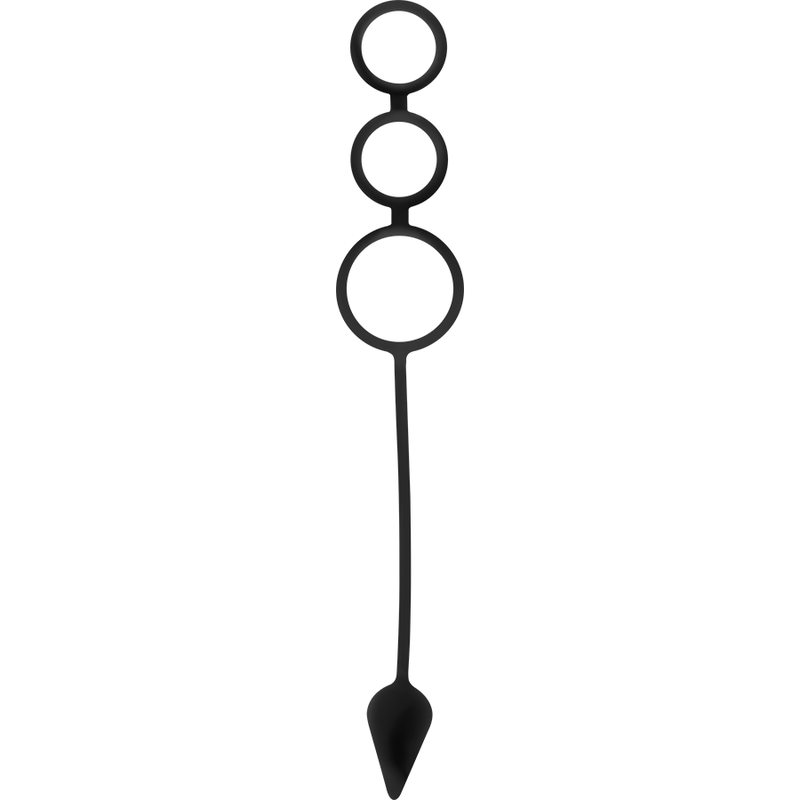 Kivesrenkaat ja anaalitappi. Kuva edestä.