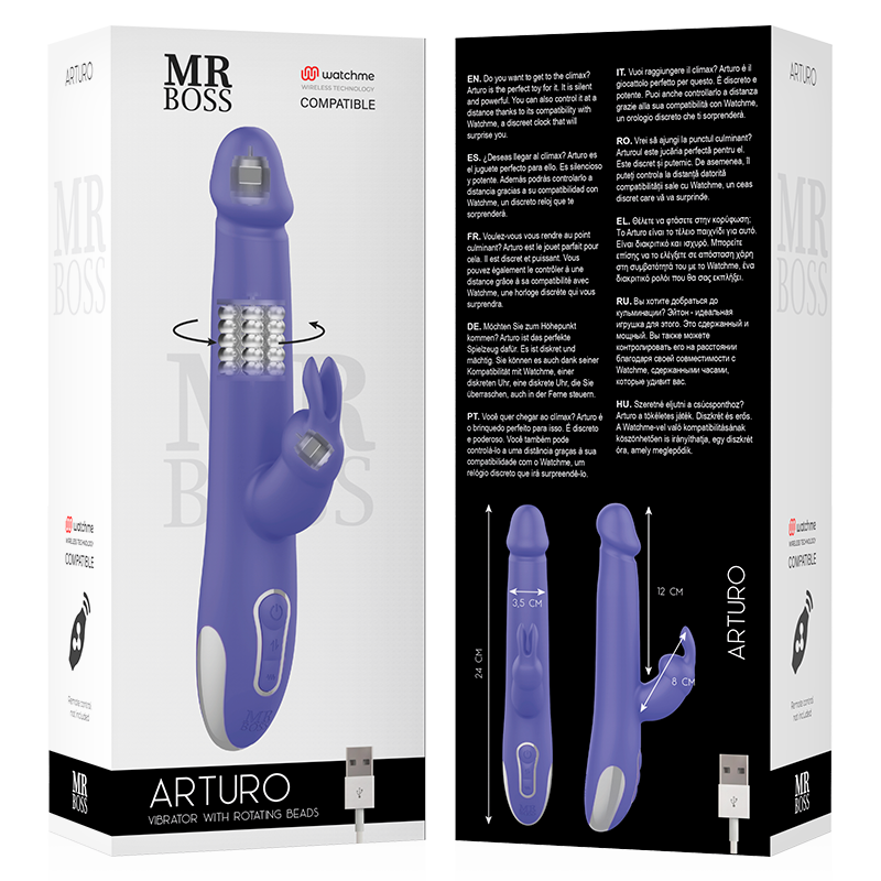 MR BOSS Arturo – Rabbit Värähtelevä & Pyörivä Dildo Kauko-ohjauksella 24 cm