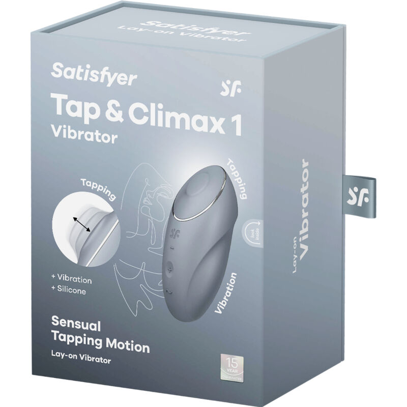 Satisfyer - Tap & Climax vibraattori harmaa pakkauksen kuva