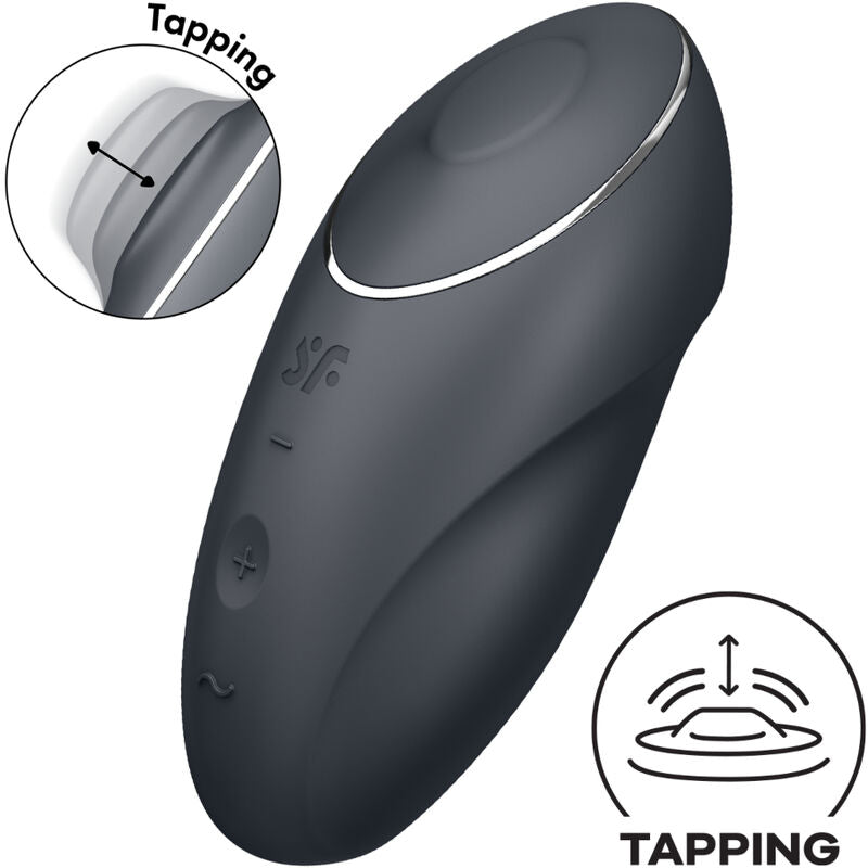 Satisfyer - Tap & Climax vibraattori esittely kuva musta