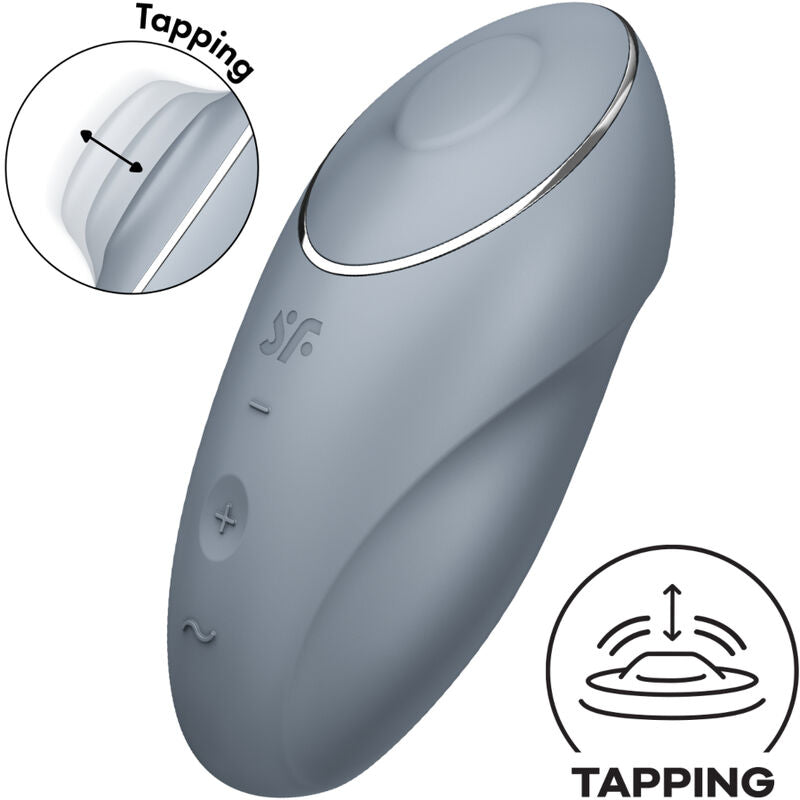 Satisfyer - Tap & Climax vibraattori tuote esittely harmaa