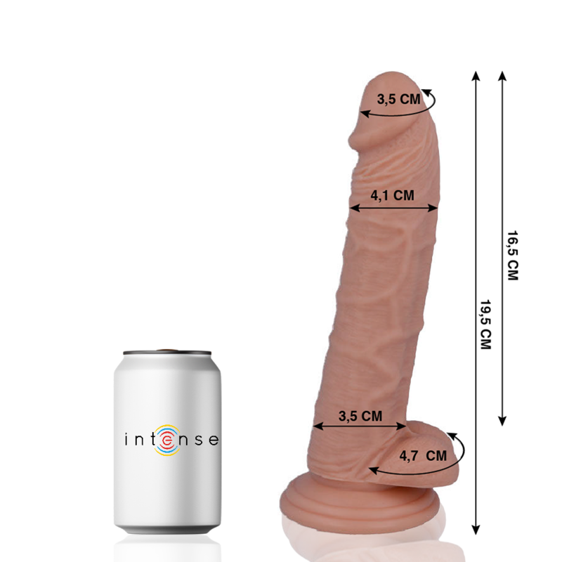 Realistinen dildo imukupilla - 19.5 CM Mitat ja vertauskuva tuotteesta