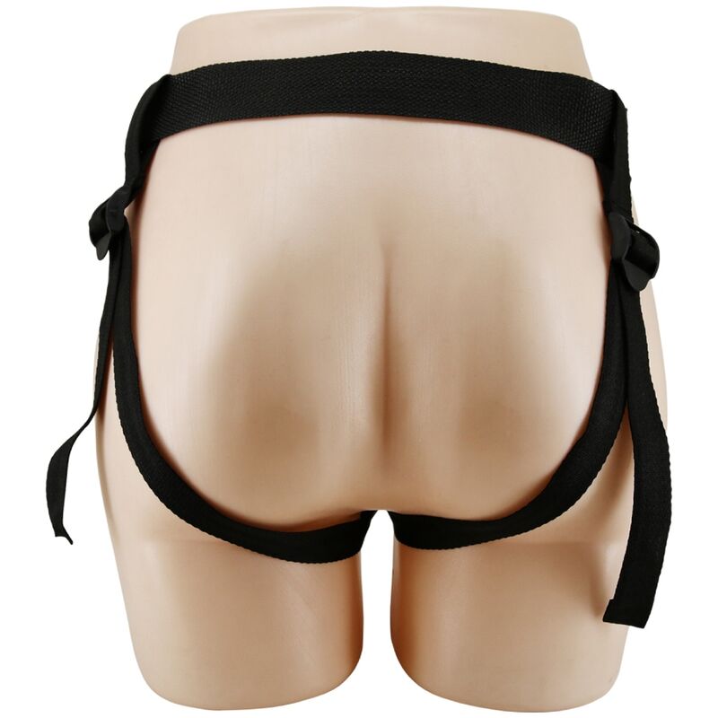 Love Spell säädettävä strap-on valjaslisäke. Kuva takaa.