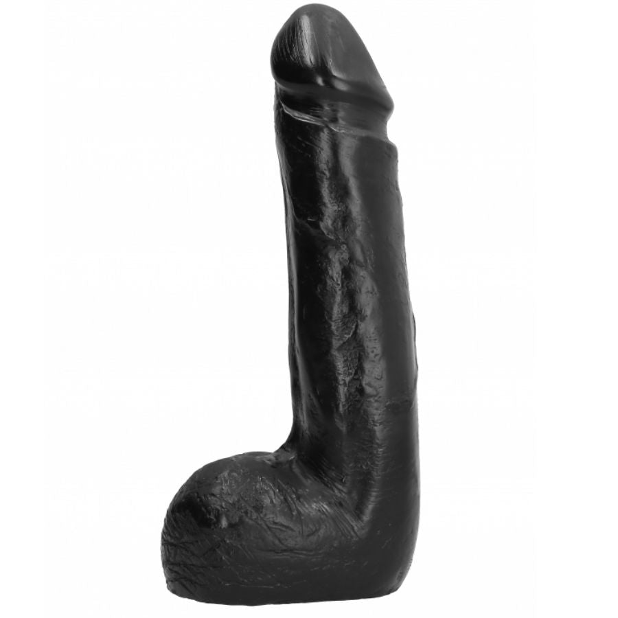 ALL BLACK - SOFT BLACK REALISTIC DILDO 20 CM kuva eri suunnasta, musta.