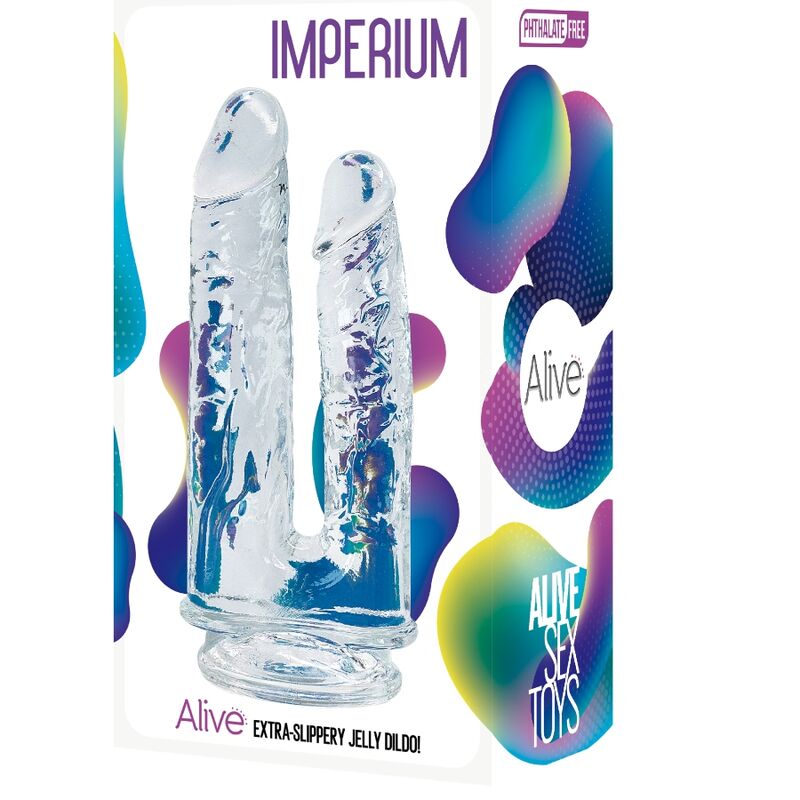 ALIVE - IMPERIUM Läpinäkyvä realistinen kaksipäinen penis Pakkauskuva