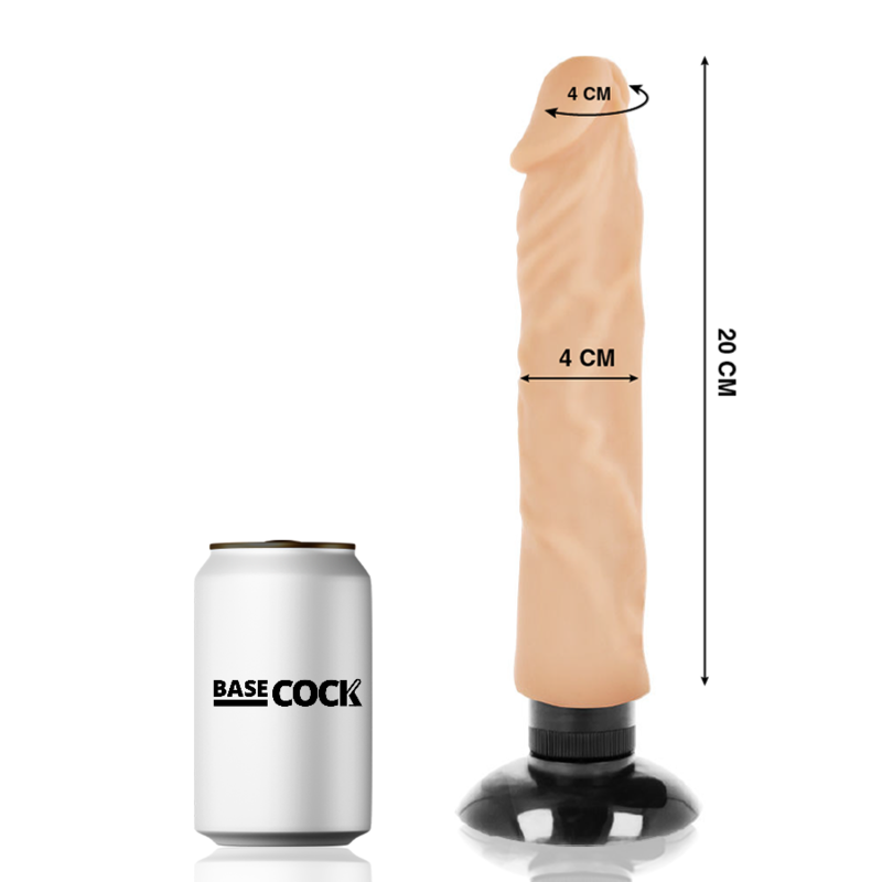BASECOCK Värisevä Realistinen Dildo 20 cm – Imukuppi & Penisvaippa