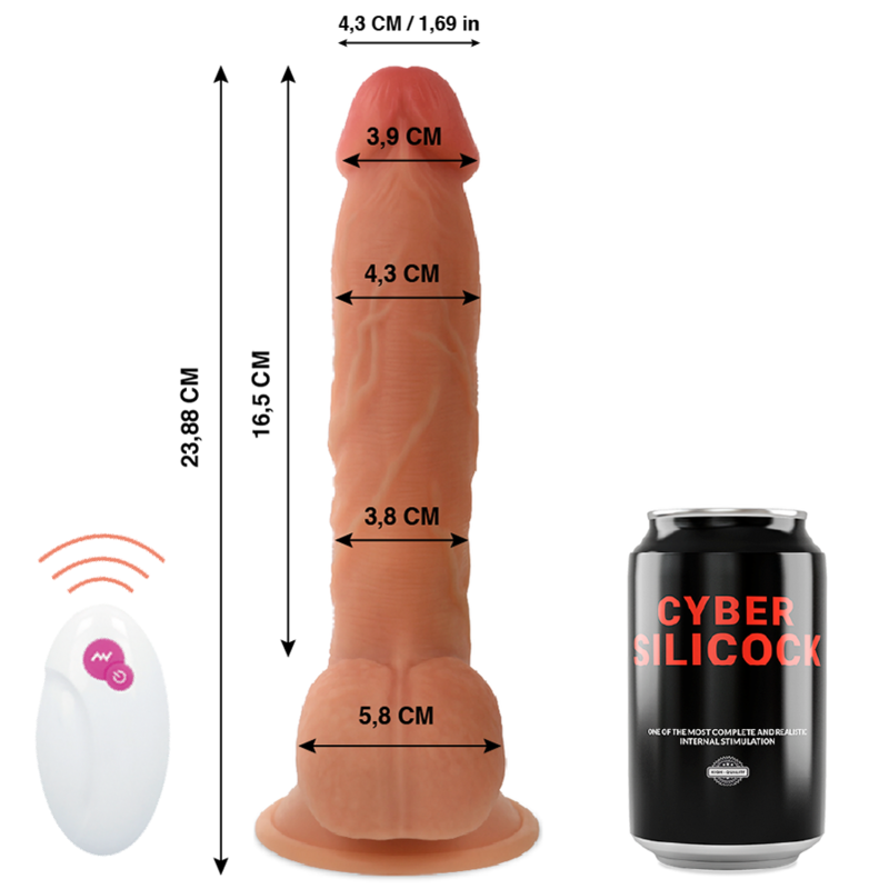 CYBER SILICOCK Mr John – Realistinen Liikkuva Dildo Kauko-ohjauksella 23,9 cm Ø 4,3 cm