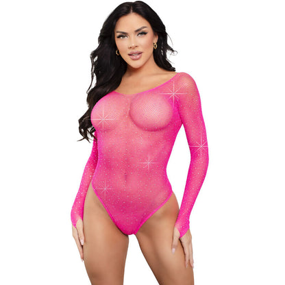 LEG AVENUE - CRYSTALIZED LONG SLEEVE BODYSUIT GREEN