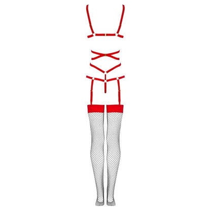 LIVCO CORSETTI FASHION - THIARA LC 20213 SET BODY + STOCKINGS RED S/M
