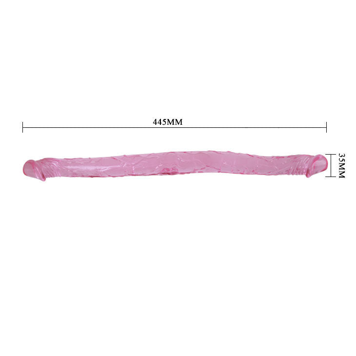 BAILE - DOUBLE DONG pitkä tupladildo Lila 44.5 CM kuva tuotteen mitoista 