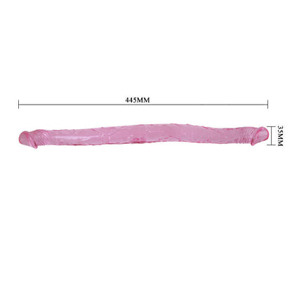 BAILE - DOUBLE DONG pitkä tupladildo Lila 44.5 CM kuva tuotteen mitoista 