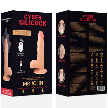 CYBER SILICOCK Mr John – Realistinen Liikkuva Dildo Kauko-ohjauksella 23,9 cm Ø 4,3 cm