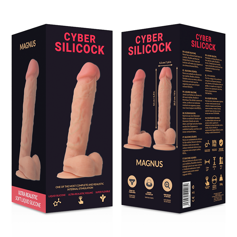 Ultra pehmeä realistinen dildon pakkaus edestä ja takaa.